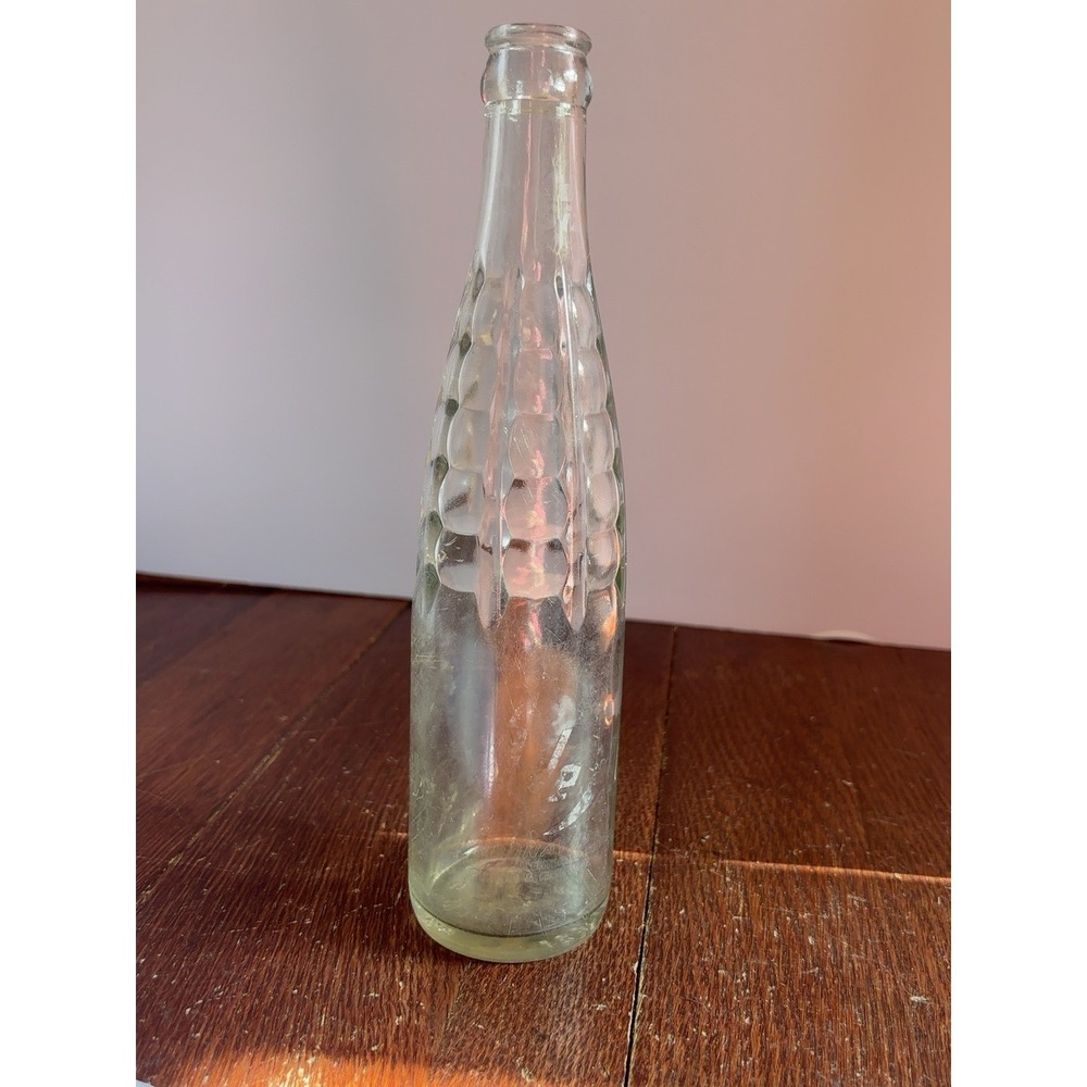 Vintage 1960s Fanta Pepsi Textured Glass Soda Bottle Clear Dimpled 10oz 681 2